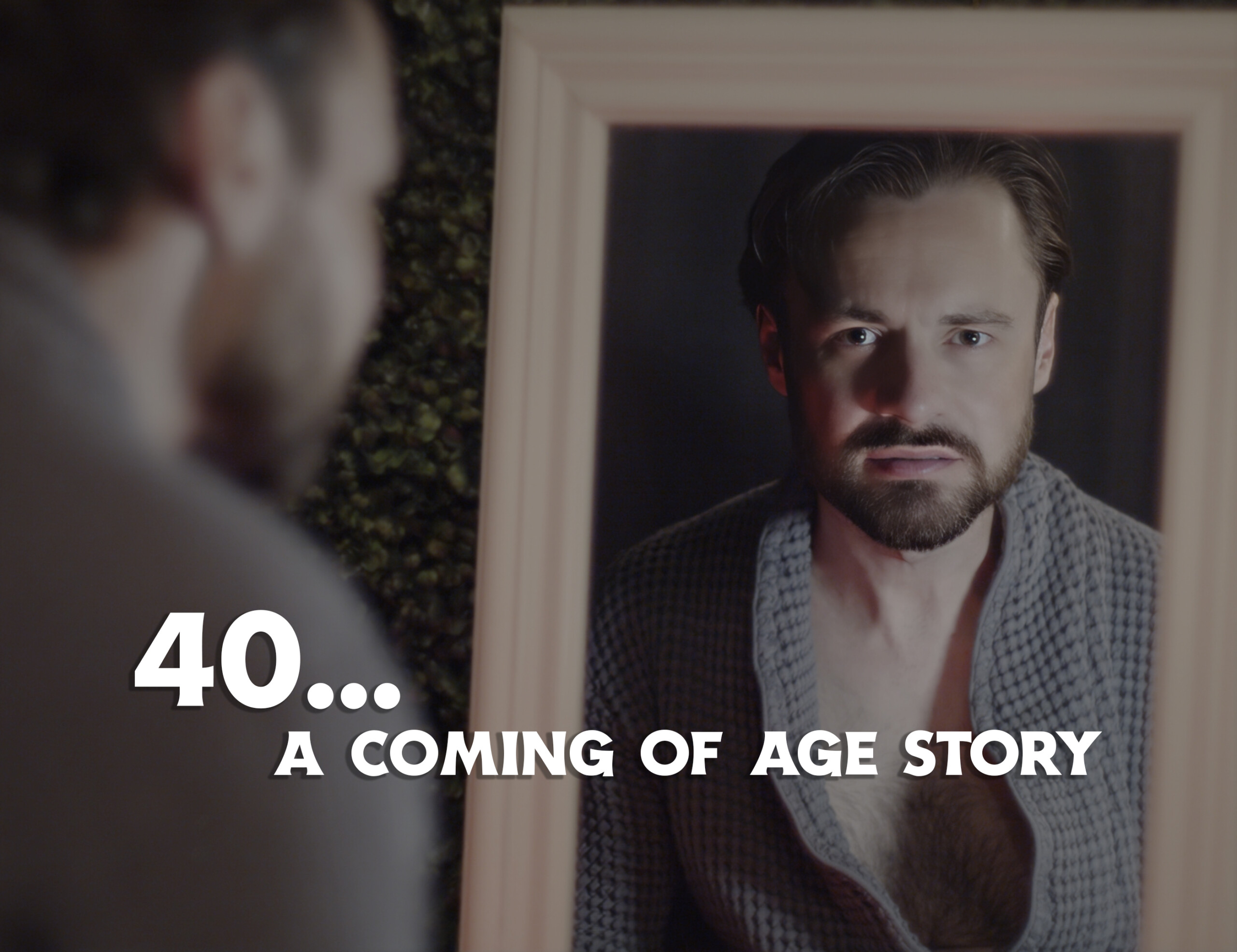 man looking into mirror